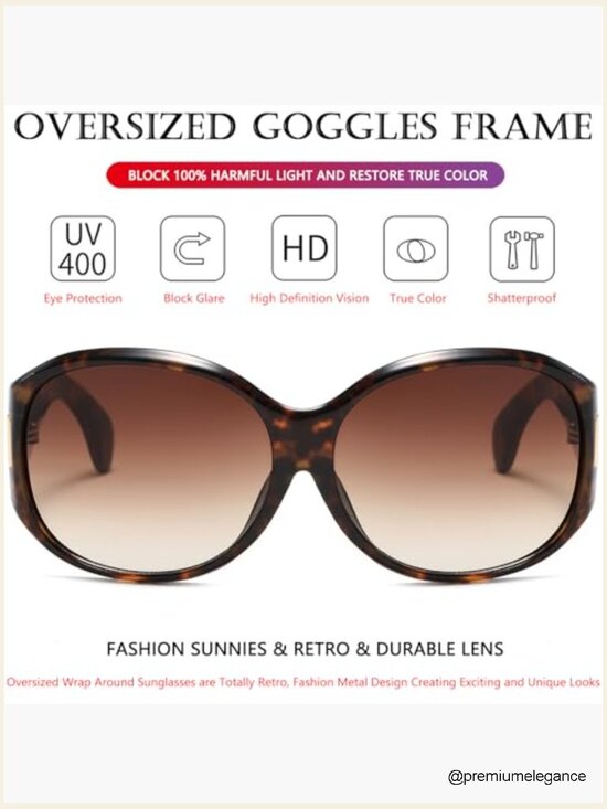 Oversized Sunglasses Vintage Big Frame Retro Wrap Around Shades main image 5